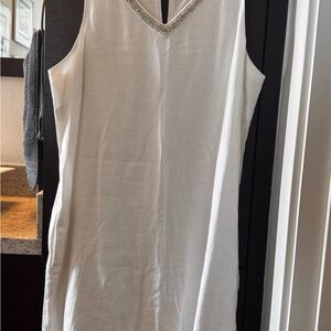 Tommy Bahama White Dress with Beaded Neckline